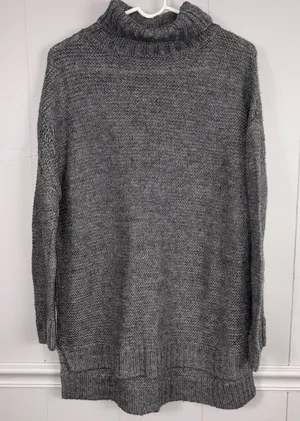 Zara Knit Medium Gray Turtleneck Sweater Oversized Dress Winter Warm Basic Fall thumbnail 1