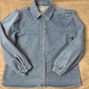 Coastal Cowgirl Western Puff Sleeve‎ Denim Shirt Jacket Womens XL BOHO Shacket thumbnail 5