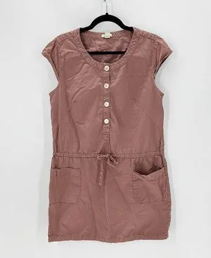 J. Crew sheath shirt tie waist Dress size 12 mauve Pockets Short Sleeve casual thumbnail 1