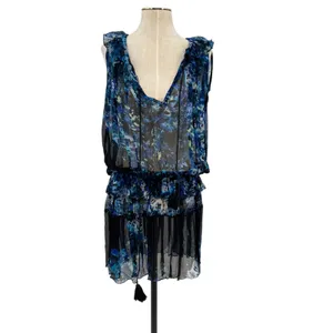 Anthropologie Tryb Dress Tunic‎ Drop Waist Floral Print Blue Size XS thumbnail 3