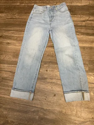 LOFT The Straight Light Wash Cuffed Jeans Size 25/0 thumbnail 3