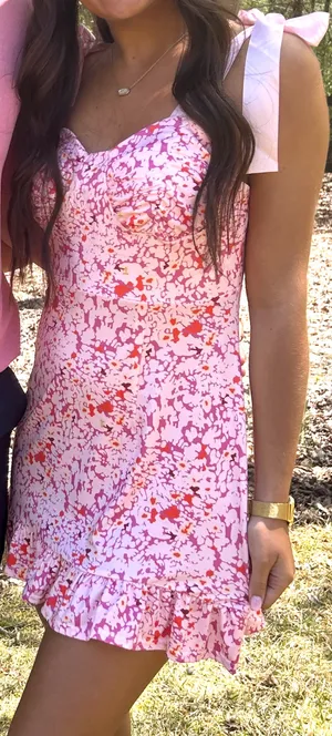 Boutique Pink Floral Dress Mini thumbnail 1