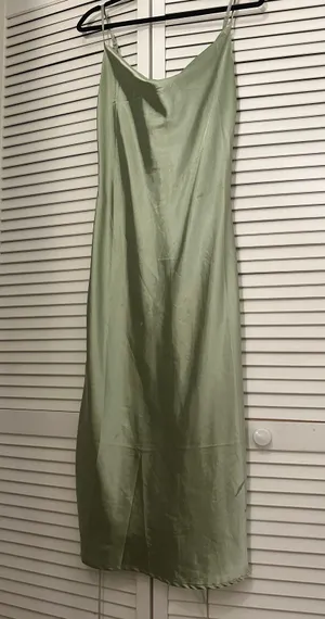 Green Satin Maxi Dress thumbnail 1