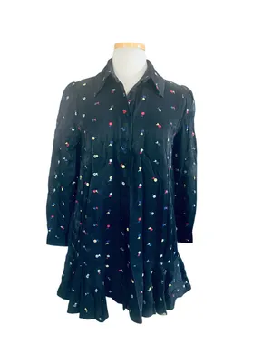 Tuckernuck Callahan Shirt Dress Navy Blue Embroidered Size Medium NWT thumbnail 3