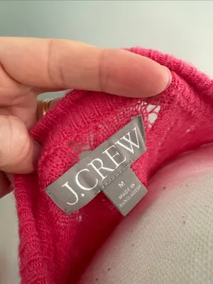 J.‎ Crew Fuzzy Bright Pink Cable Knit Button-Front Cardigan Size Medium Merino thumbnail 2