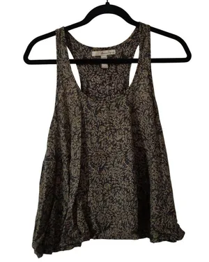 American Rag Cie Black & Gold Floral Print Racerback Tank Top L thumbnail 1