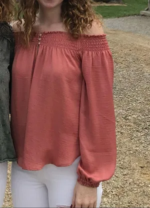 Abercrombie & Fitch Peachy Pink Off The Shoulder Top thumbnail 7