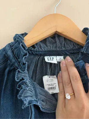 Gap Relaxed Denim Top Size XS 100% Cotton Long Puff Sleeve Button Front Preppy thumbnail 3