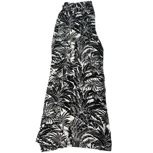 Womens M Black White Tropical Print Wide Leg Palazzo Pants Pull On Beach Resort thumbnail 11
