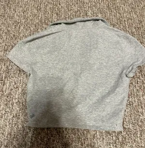 Aritzia Tna Gray Crop Polo Top thumbnail 3