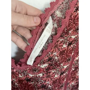 Zara Trafaluc Pink Floral Short Crinkle Sun Romper‎ V Neck Tassel Tie Size XS thumbnail 5