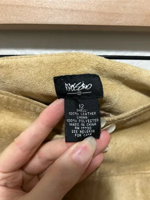 Y2K Mossimo Genuine Leather Mini Skirt Tan Size 12 thumbnail 2
