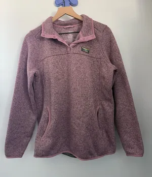 L.L.Bean Large Sweater Fleece Pullover Washed Orchid Outdoor Travel Hike thumbnail 1