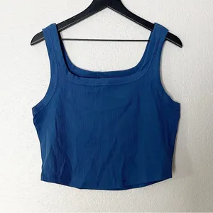 Madewell The Tailored Crop Tank Square Neck Blue Size L thumbnail 3