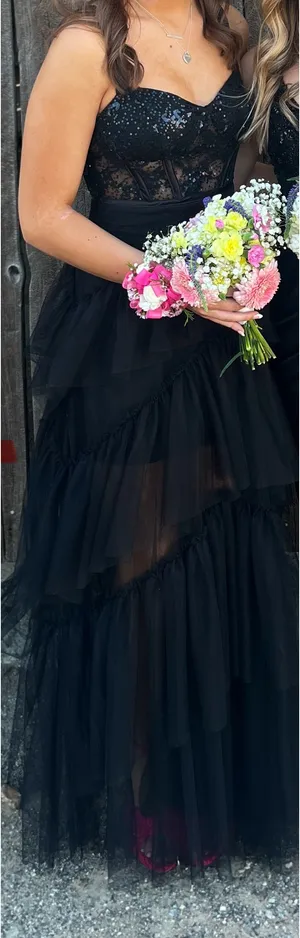Black Sequin Prom Dress Size XS thumbnail 4