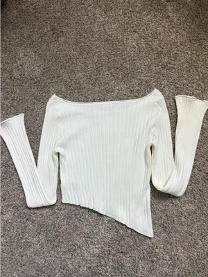 White Garage Unsymmetrical Long Sleeve Top thumbnail 2