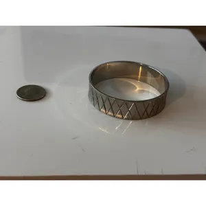 Monet Bangle Bracelet Silver Vintage‎ Etched Diamond Harlequin Pattern thumbnail 5