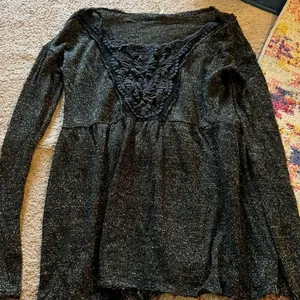 Free people xs black‎ sparkly blouse thumbnail 3