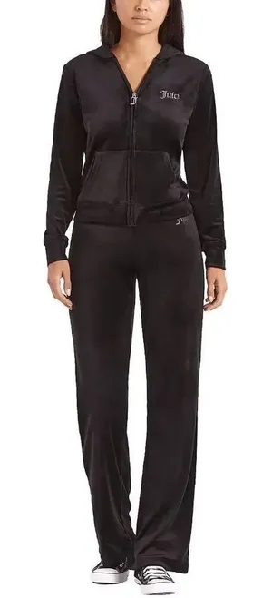 Juicy Couture Black Rhinestone Logo Zip Up Hoodie Jacket Large NWT thumbnail 1