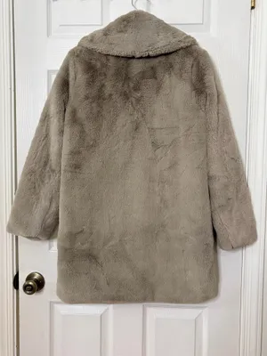Abercrombie & Fitch Women’s S Gray Faux Fur Teddy Coat Quiet Luxury Cozy Winter thumbnail 3