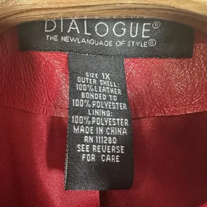 Dialogue Red Leather Full-Zip Jacket Womens Plus Size 1X Punk Rock Classic thumbnail 6