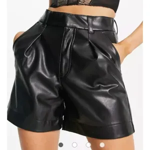 Abercrombie‎ & Fitch Vegan Leather Shorts Womens XS Camel Tan High Waist HE25 thumbnail 3
