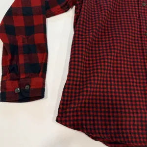 LL Bean Red/Black Scotch Plaid Cotton Flannel Button Shirt Relaxed Fit LARGE thumbnail 6