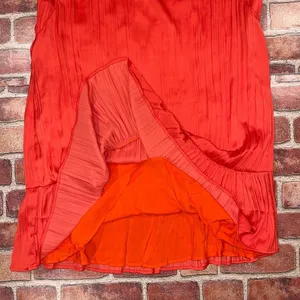 Pre-Owned Maeve by Anthropologie Orange Dress Pleated Lined Short Sleeve Size L thumbnail 3