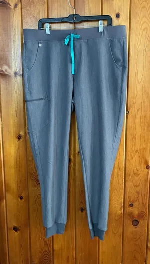 Women’s fig Gray Jogger Pants with Teal Drawstring size XL/T nurse scrubs thumbnail 1