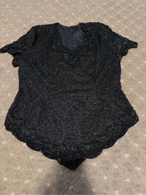 1980’s Beaded Blouse Black Size M thumbnail 3