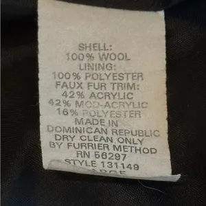 Vintage Andrea Wool Faux Fur Collar Swing Coat Black Car Coat Women L thumbnail 8