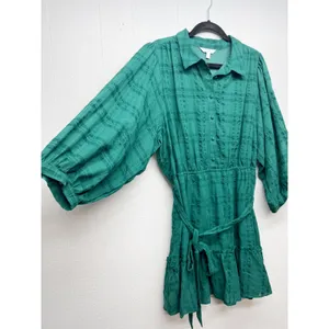 Lauren Conrad Puff Sleeve 1/2 Button Plaid Dress Womens XXL Brunch Party Event thumbnail 6