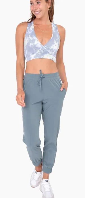 Mono B - Essential Athleisure Joggers Blue Green Medium NWT thumbnail 1