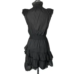 The Shirt by Rochelle Behrens Jill Mini Dress in Black Ruffle Lace Tiered Small thumbnail 4