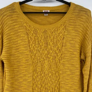 Mossimo Cable Knit Womens Sweater Sz XXL Mustard Boho Rustic Cottage Lagenlook thumbnail 4