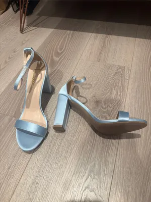 NEW Lulus Taylor Baby Blue Satin Ankle Strap Heels Size 8.5 thumbnail 3