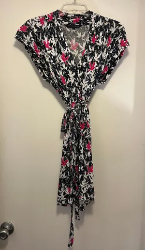 French Connection Waist Tie Dove Patterned Mini Dress - Size 4 thumbnail 1