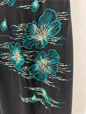 Vintage‎ BCBGMAXAZRIA Black Beaded Floral Embroidered Slip Dress Women’s Size 6 thumbnail 5