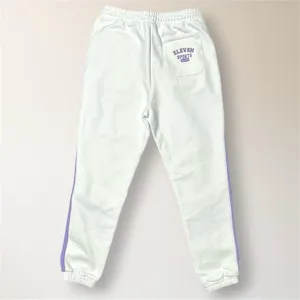 NWT EleVen Venus Williams M White Purple Embroidered Heavyweight Fleece Joggers‎ thumbnail 4