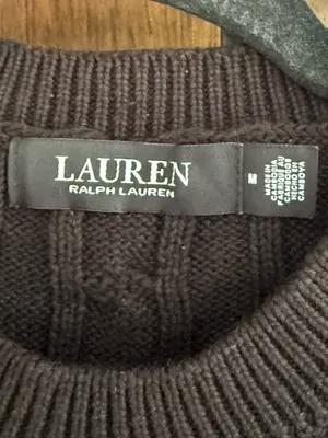 Ralph Lauren Black Cable-Knit Crewneck Sweater Size M thumbnail 2