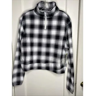 EleVen by Venus Williams Women's One More Time Pullover, B/w Plaid Size XS $138 thumbnail 4
