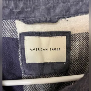 Woman’s American Eagle blue and white checkered flannel size medium thumbnail 3