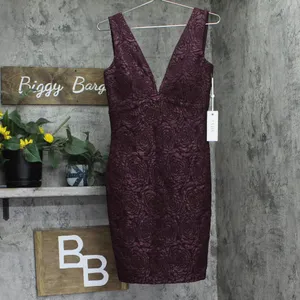 NWT Siena Womens Floral Jacquard Plunge Dress SATP1685 Wine Red 4 thumbnail 5