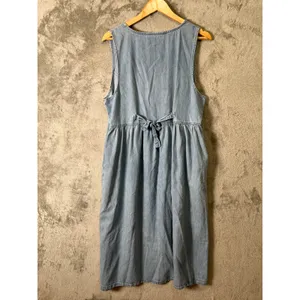 Vintage Chambray Denim Dress Embroidered Hearts Cottagecore Prairie Grandmacore‎ thumbnail 5