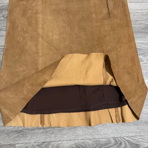 Anonymous John Carlisle Tan Suede Leather A-Line Midi Skirt Size 14‎ Camel Brown thumbnail 13