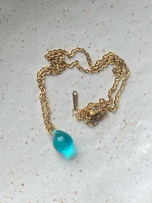Handmade Czech glass & gold stainless dainty necklace💚 thumbnail 3