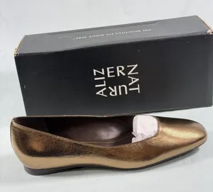 Naturalizer Size-8W Womens Chelsea Gold Leather Square Toe‎ Ballet Flats thumbnail 1