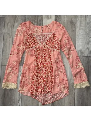 Free People Odette Printed Tunic Top Pink Pedal Combo size medium thumbnail 12