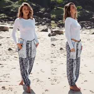Free People Bohemian Cottage Embroidered Floral Sweet It Is Wide Leg Pants Large thumbnail 5