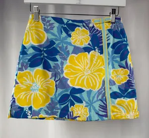 Y2K Vintage Lilly Pulitzer Cotton Floral Tropical Mini Skirt Shorts Blue Yellow thumbnail 1